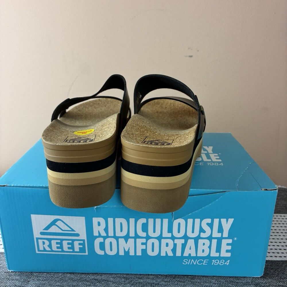 REEF Women’s Cushion Vista Hi 2.5 platform sandals Size 9 BLACK New With Box - Picture 6 of 10